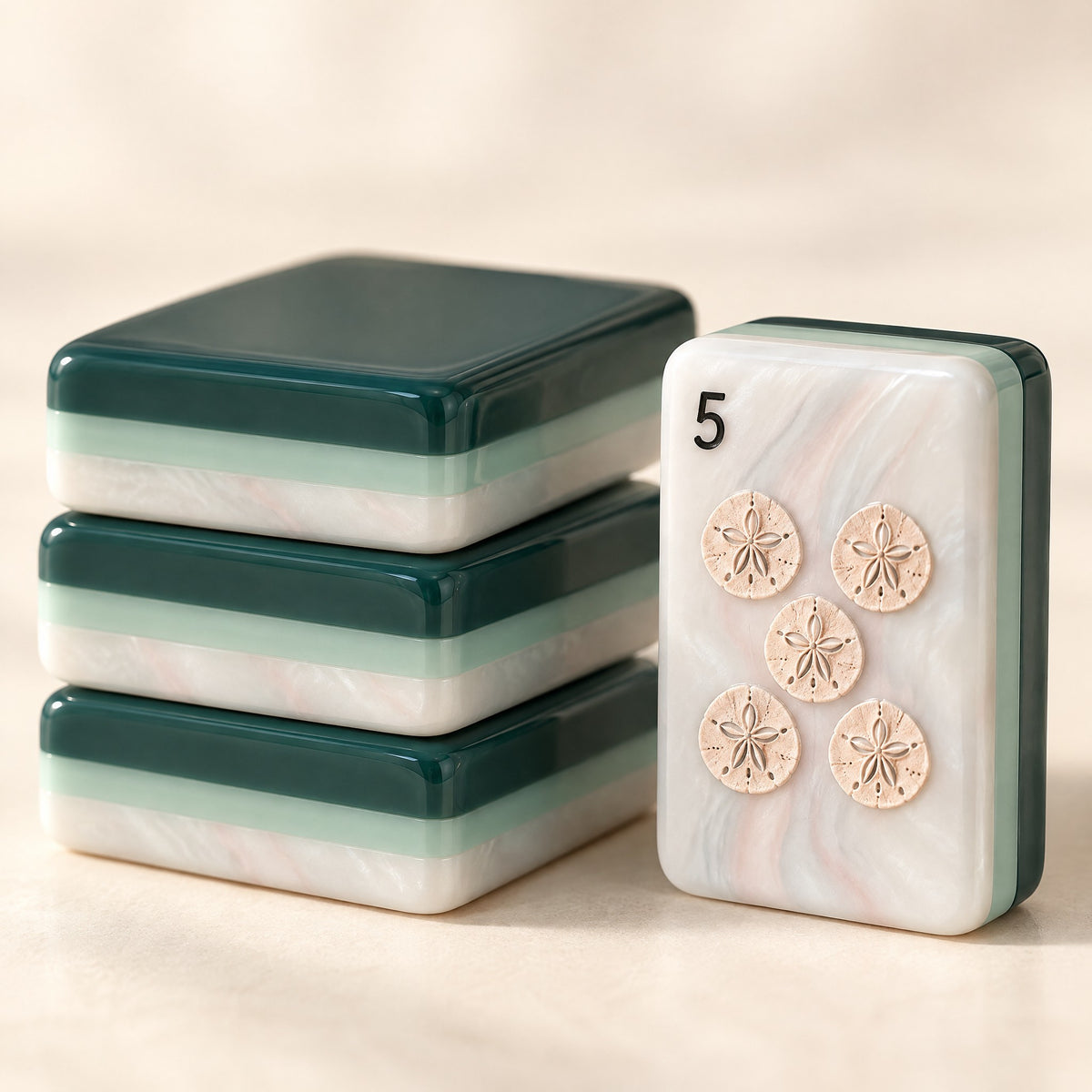 Coastal Cottage American Mahjong Set, tile backs and layers