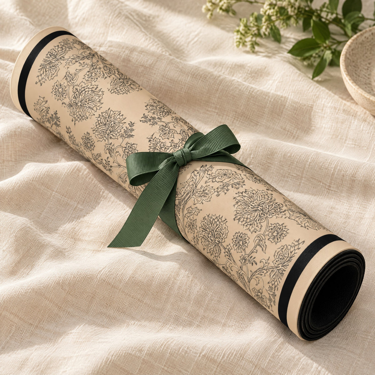 Plum Tortoise Mahjong Mat, rolled up