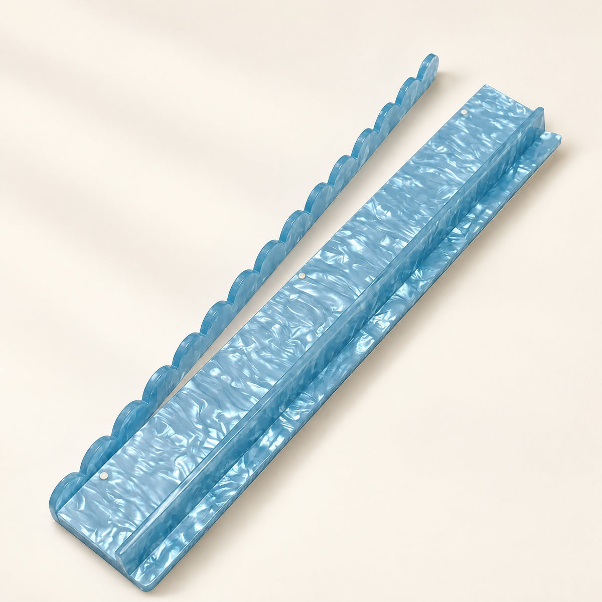 Acrylic Mahjong Racks & Pushers, Set of 4, Blue, single rack with pusher