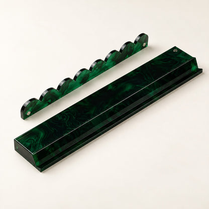 Acrylic Mahjong Racks & Pushers, Set of 4, Dark Green, single rack with pusher