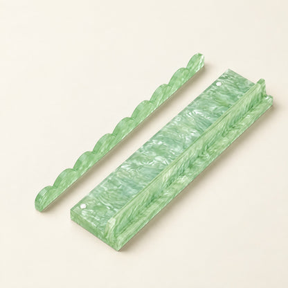 Acrylic Mahjong Racks & Pushers, Set of 4, Green, single rack with pusher