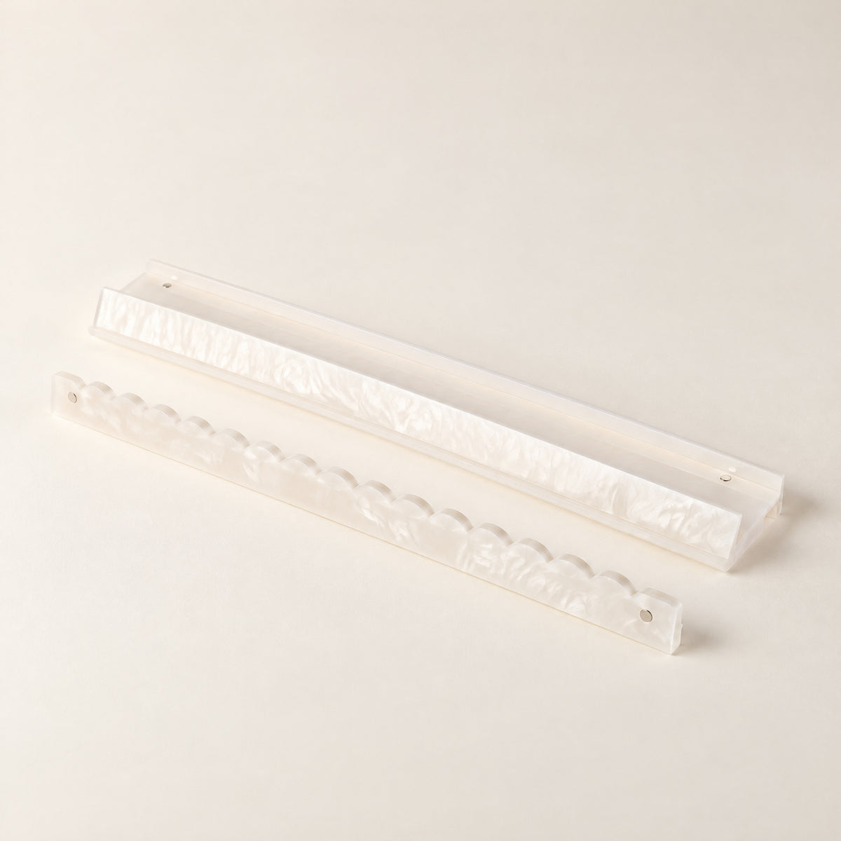 Acrylic Mahjong Racks & Pushers, Set of 4, Pearl White, single rack with pusher