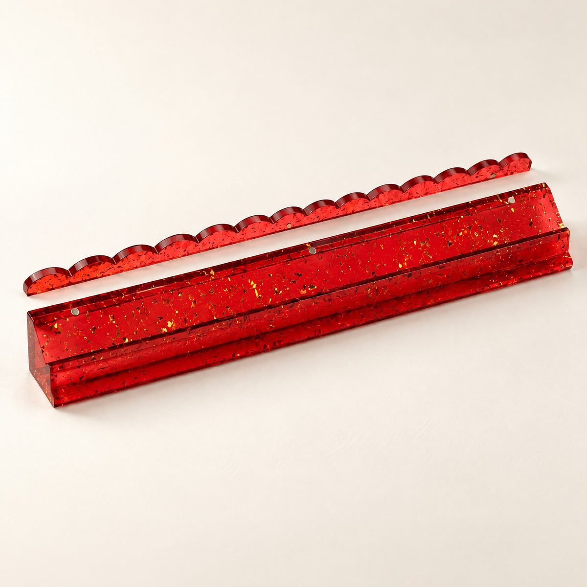 Acrylic Mahjong Racks & Pushers, Set of 4, Red, single rack with pusher