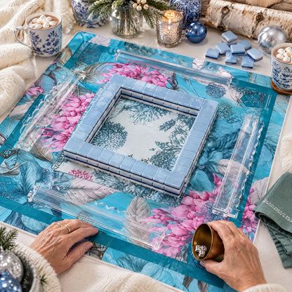 Blue Christmas American Mahjong Set, a game in progress