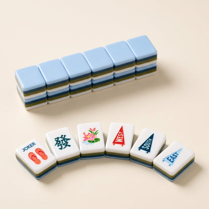Blue Lakeside American Mahjong Set, tiles and backs