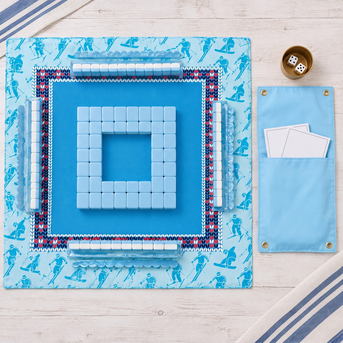 Blue Lakeside American Mahjong Set, complete set with matching mat, racks and pusher bag