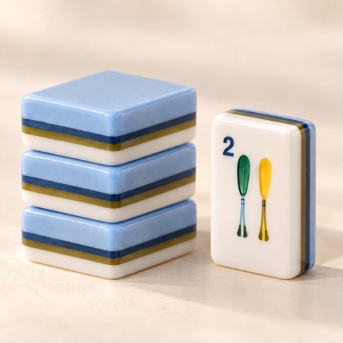 Blue Lakeside American Mahjong Set, tile backs and layers