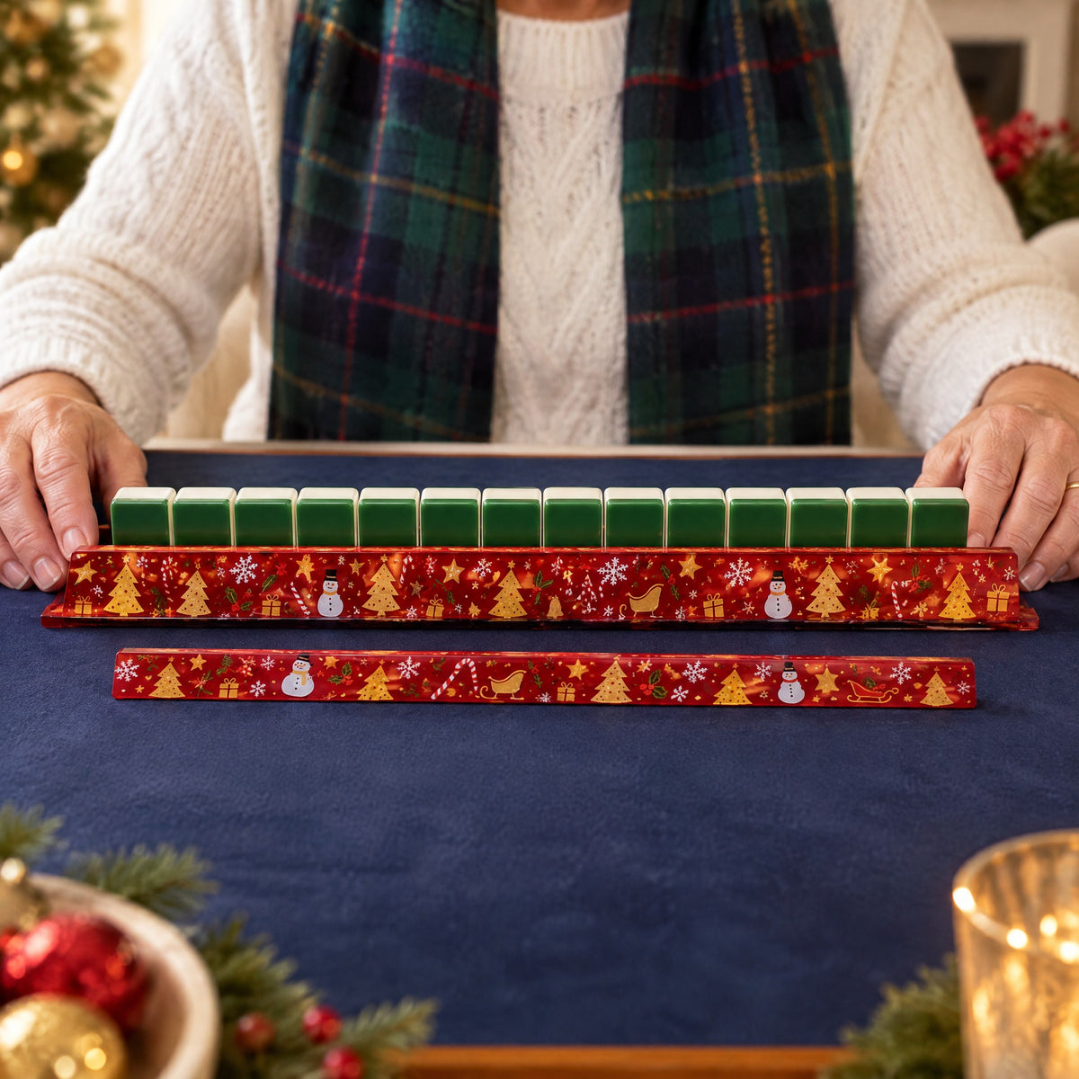 Christmas Mahjong Racks & Pushers, Set of 4, in play