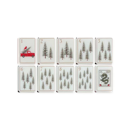 Cinnamon Noel American Mahjong Set, bams 1 to 9 and green dragon