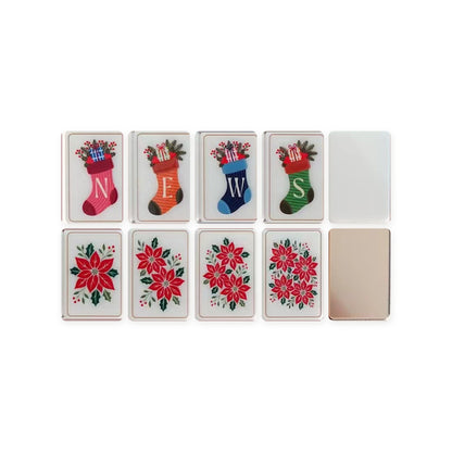 Cinnamon Noel American Mahjong Set, winds, flowers, blank tile and tile back
