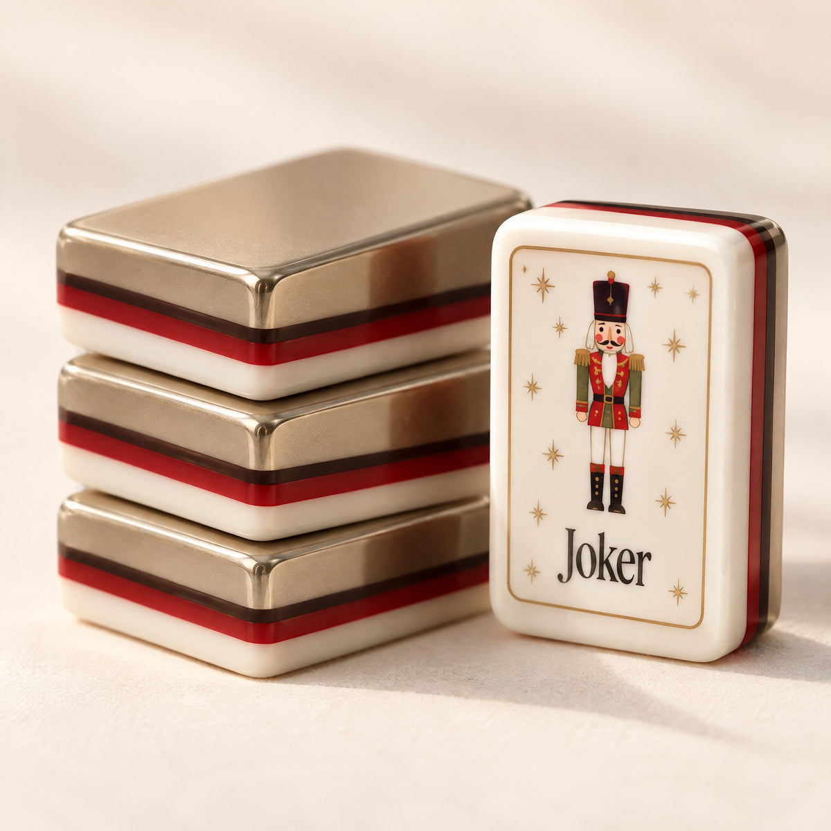 Cinnamon Noel American Mahjong Set, tile backs and layers