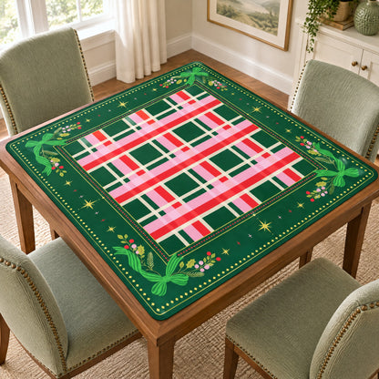 Cinnamon Noel Mahjong Mat, on a card table