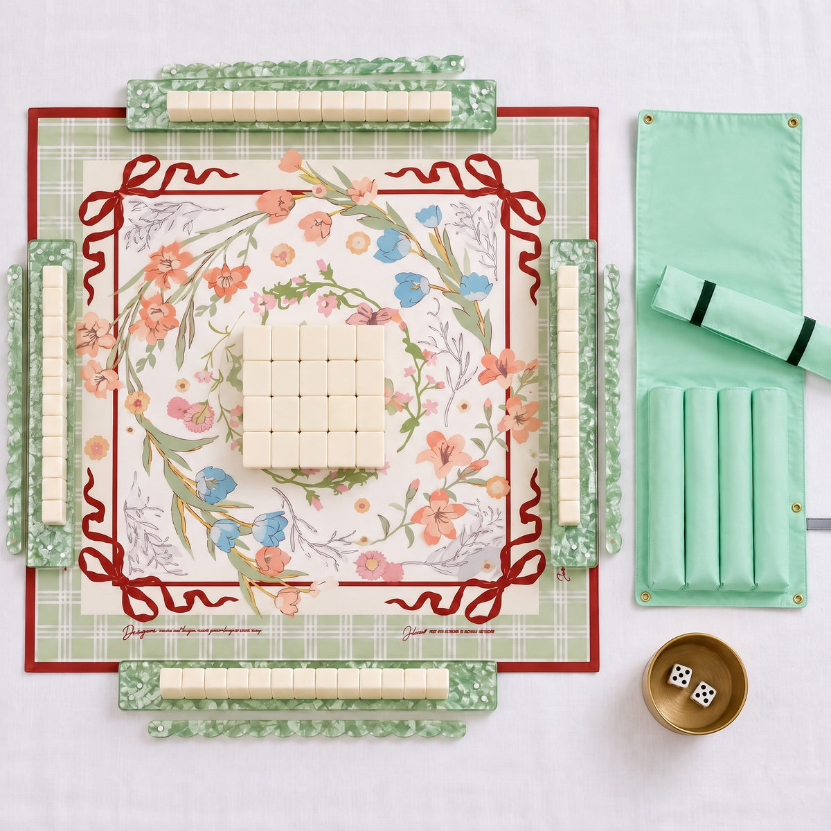 Classic Ivory American Mahjong Set, complete set with matching mat, racks and pusher bag