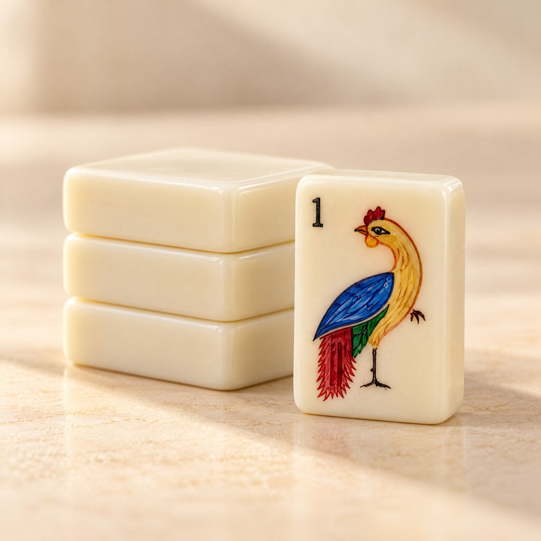 Classic Ivory American Mahjong Set, tile backs and layers