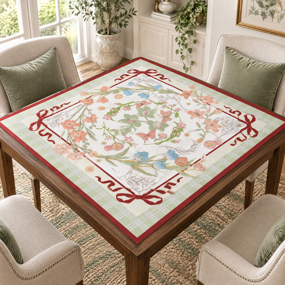 Classic Ivory Mahjong Mat, on a card table
