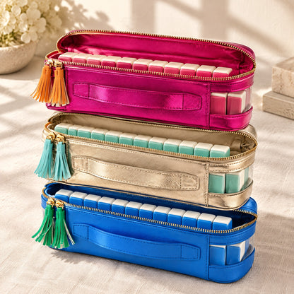 Clear Mahjong Travel Bag with Tassel, open