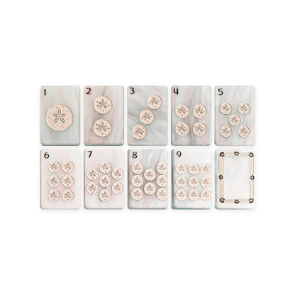 Coastal Cottage American Mahjong Set, dots 1 to 9 and white dragon