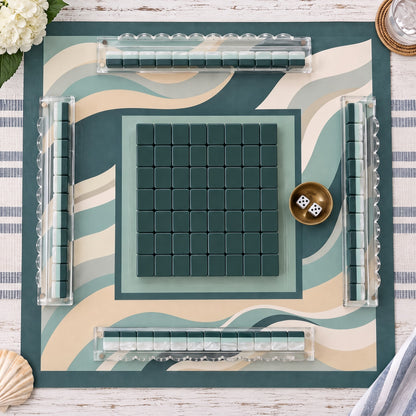 Coastal Cottage American Mahjong Set, complete set with matching mat, racks and pusher bag