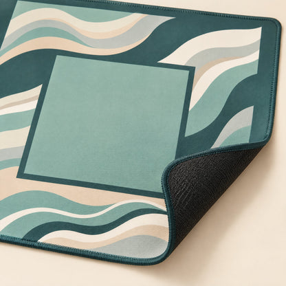 Coastal Cottage Mahjong Mat, stitched edge and non-slip back