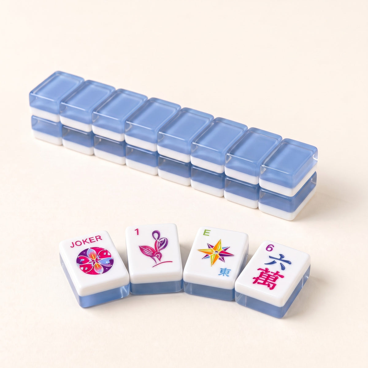 Cornflower Ladybug American Mahjong Set, tiles and backs