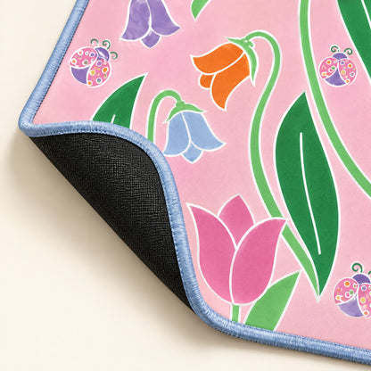 Cornflower Mahjong Mat, stitched edge and non-slip back