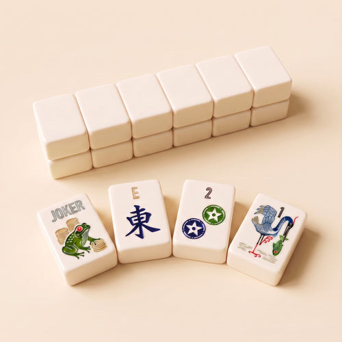 Crane & Bamboo American Mahjong Set, tiles and backs