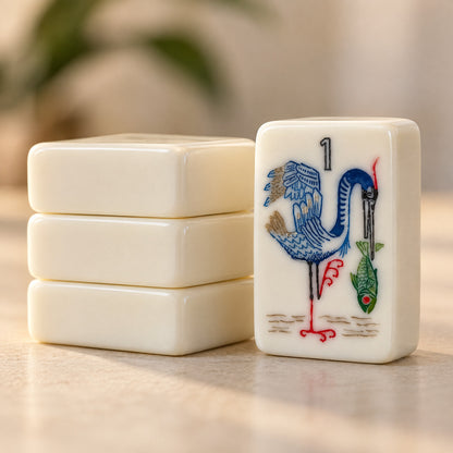 Crane & Bamboo American Mahjong Set, tile backs and layers