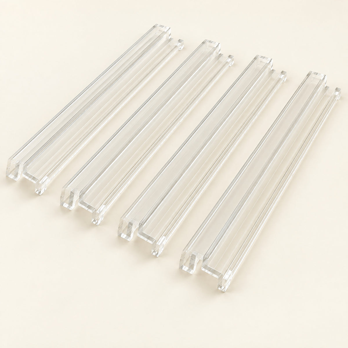 Double-Tier Mahjong Racks & Pushers, Set of 4, Clear, four racks and four pushers