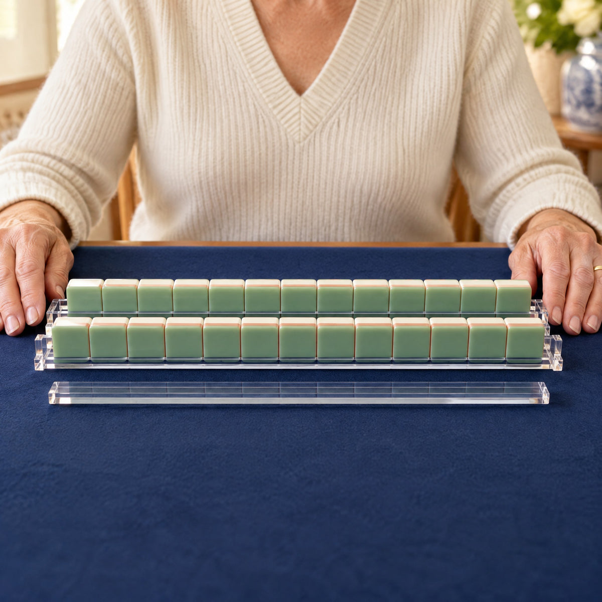Double-Tier Mahjong Racks & Pushers, Set of 4, in play