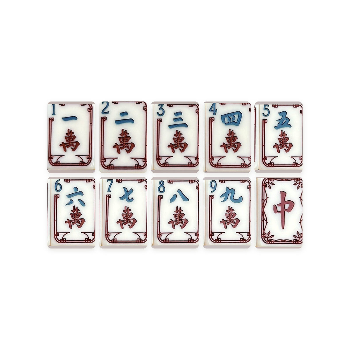 Emerald Classic American Mahjong Set, craks 1 to 9 and red dragon