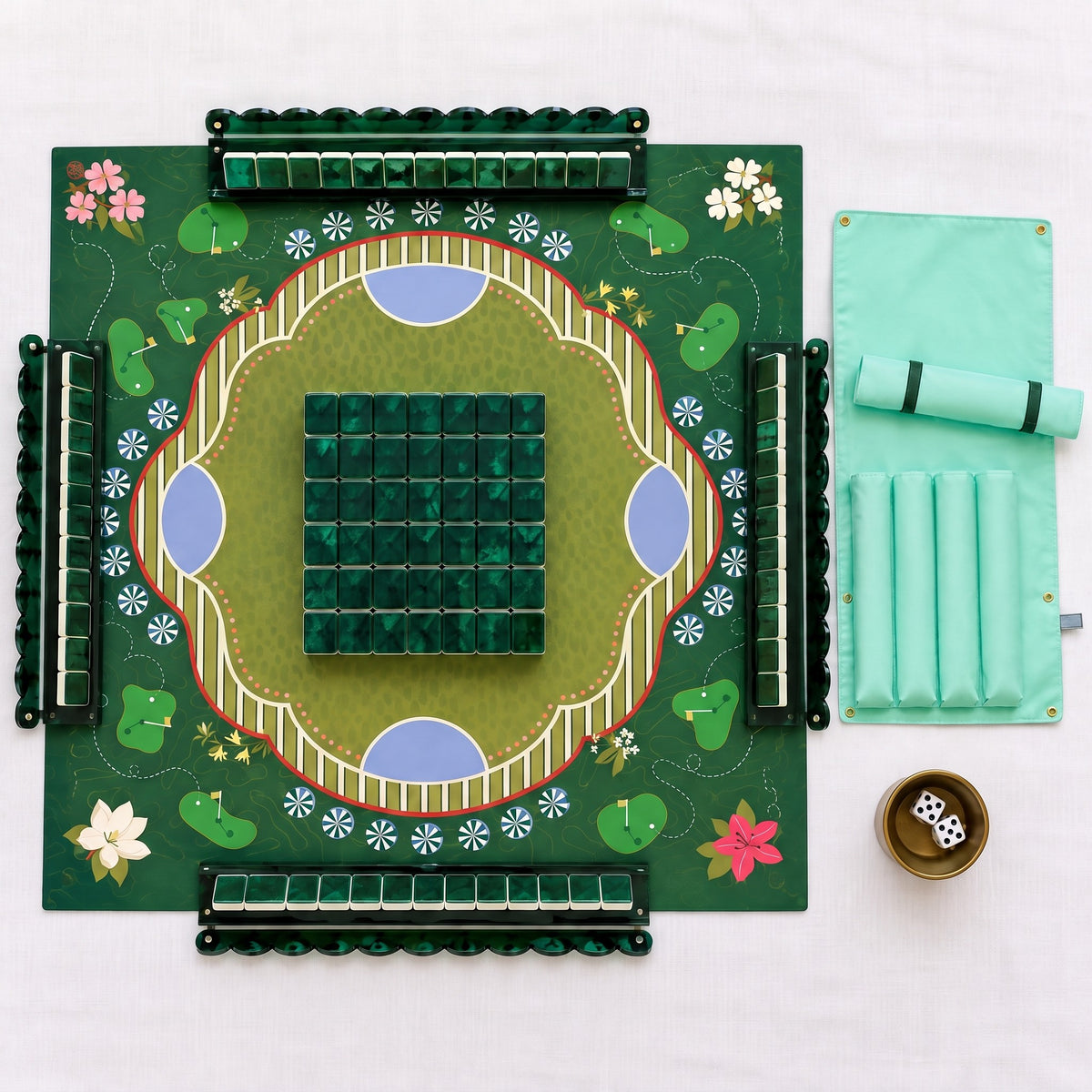 Emerald Classic American Mahjong Set, complete set with matching mat, racks and pusher bag