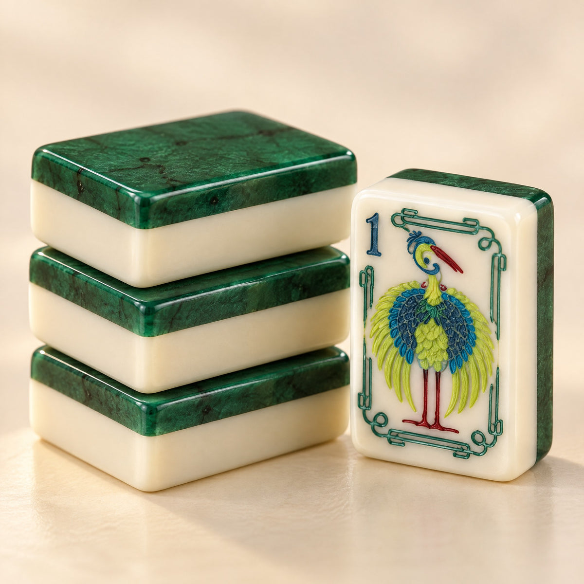 Emerald Classic American Mahjong Set, tile backs and layers