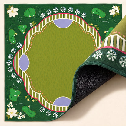 Emerald Garden Mahjong Mat, stitched edge and non-slip back