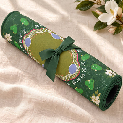 Emerald Garden Mahjong Mat, rolled up