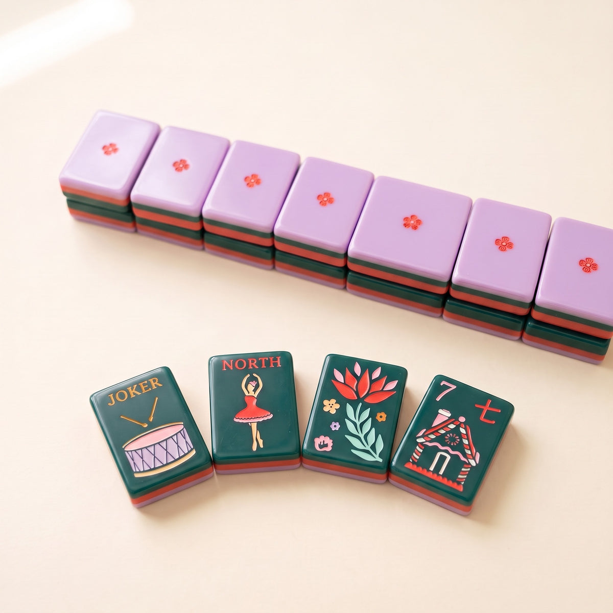 Forest Nutcracker American Mahjong Set, tiles and backs