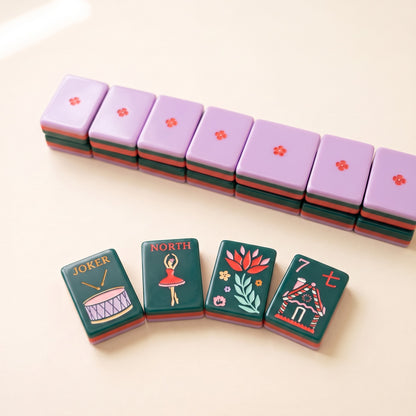Forest Nutcracker American Mahjong Set, tiles and backs