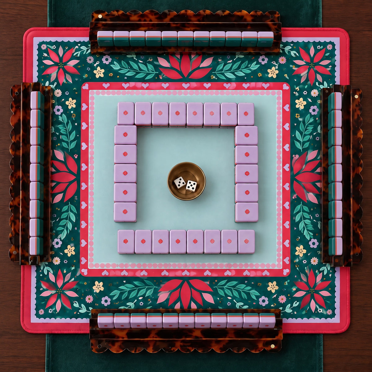 Forest Nutcracker American Mahjong Set, complete set with matching mat, racks and pusher bag