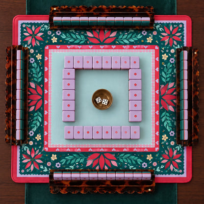 Forest Nutcracker American Mahjong Set, complete set with matching mat, racks and pusher bag