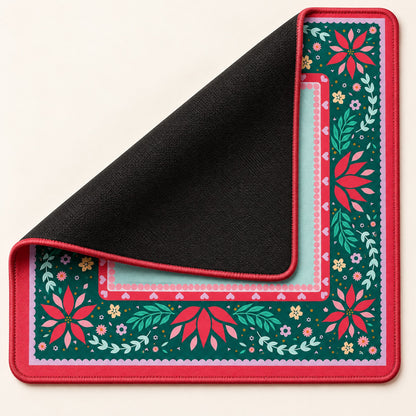 Forest Nutcracker Mahjong Mat, stitched edge and non-slip back
