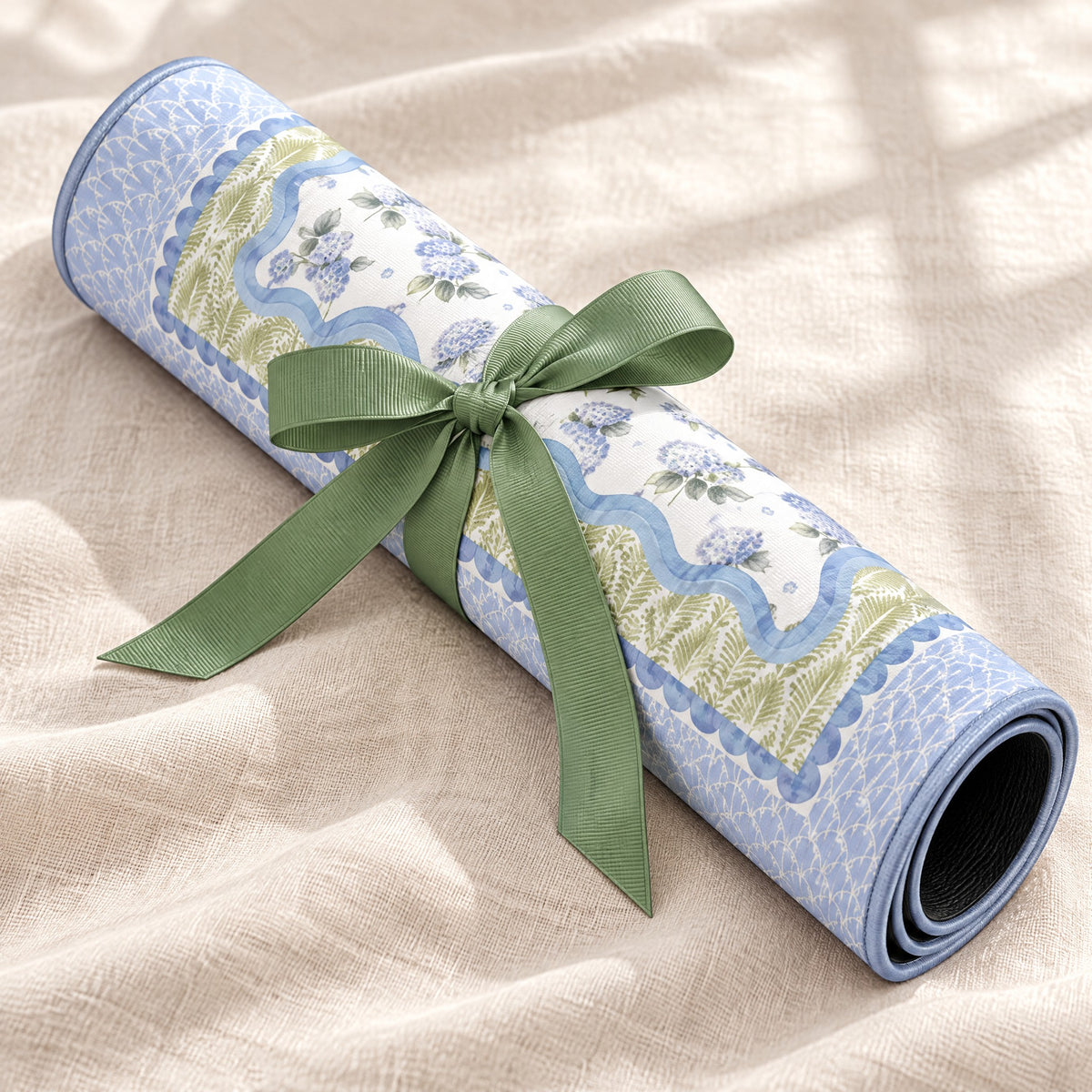 Hydrangea Mahjong Mat, rolled up