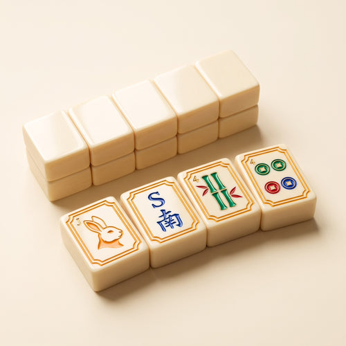Ivory Rabbit American Mahjong Set, tiles and backs
