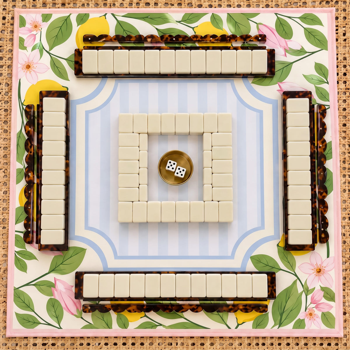 Ivory Rabbit American Mahjong Set, complete set with matching mat, racks and pusher bag