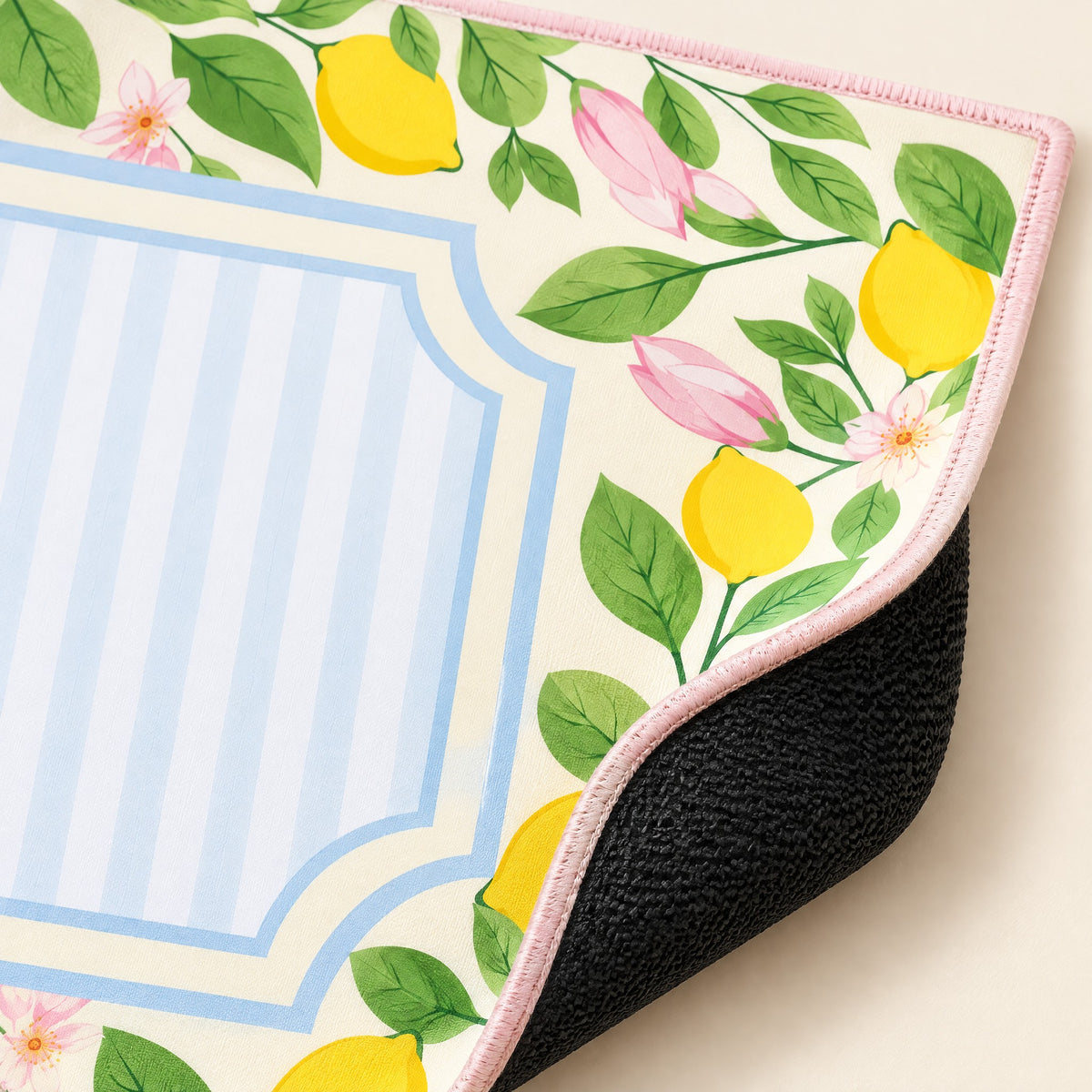 Ivory Rabbit Mahjong Mat, stitched edge and non-slip back
