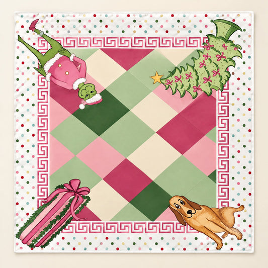 Mistletoe Green Mahjong Mat, laid flat