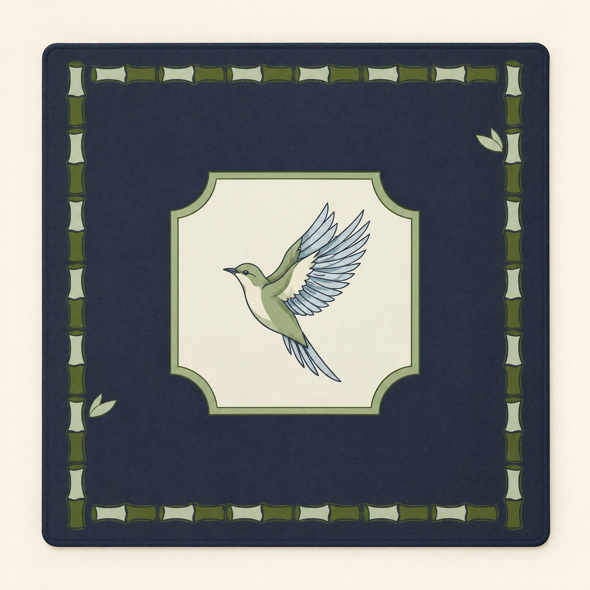 Navy Garden Mahjong Mat, laid flat