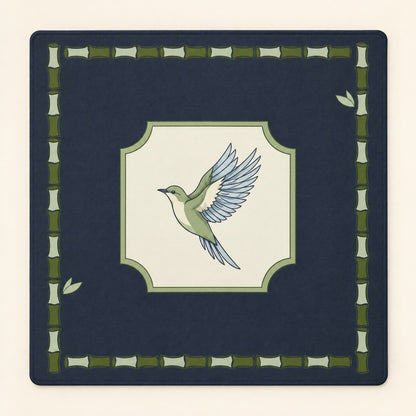 Navy Garden Mahjong Mat, laid flat