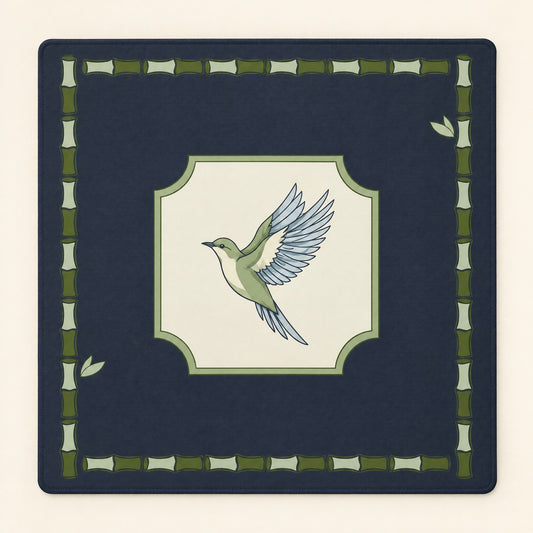 Navy Garden Mahjong Mat, laid flat
