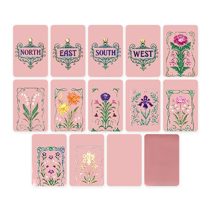 Pink Blossom American Mahjong Set, winds, flowers, blank tile and tile back
