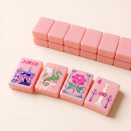 Pink Blossom American Mahjong Set, tiles and backs