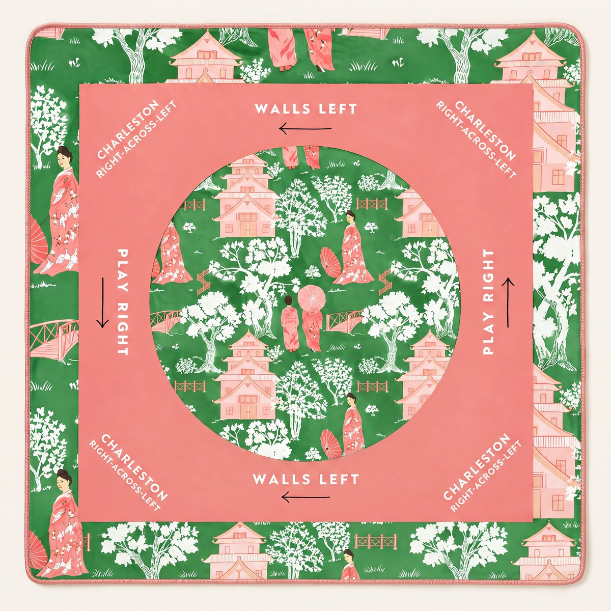 Pink Blossom Mahjong Mat, laid flat